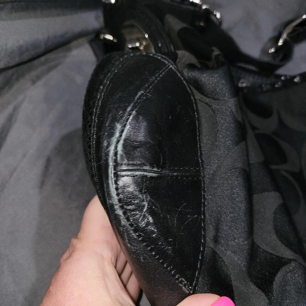 Coach Peyton Trim Signature Black Tote Bag Shoulder Purse Python